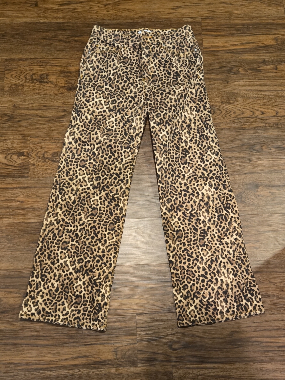 LOFT Leopard Print Wide-Leg Jeans - Tan and Brown - Picture 1 of 6